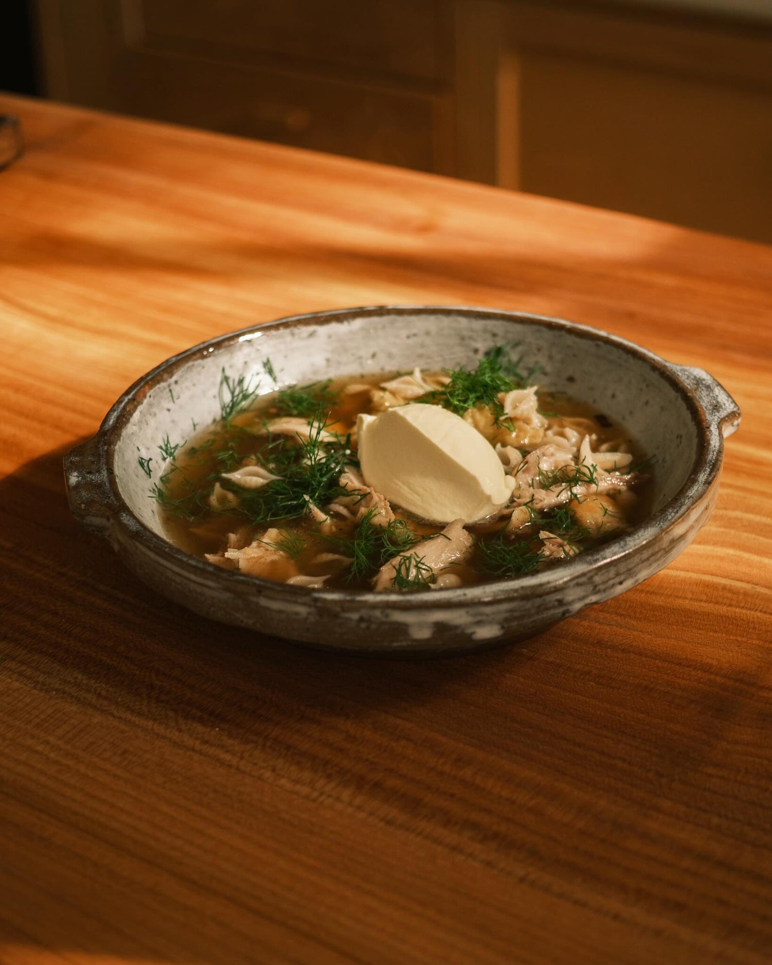 Roast Chicken, Thyme and Crème Fraiche Conchigliette Broth