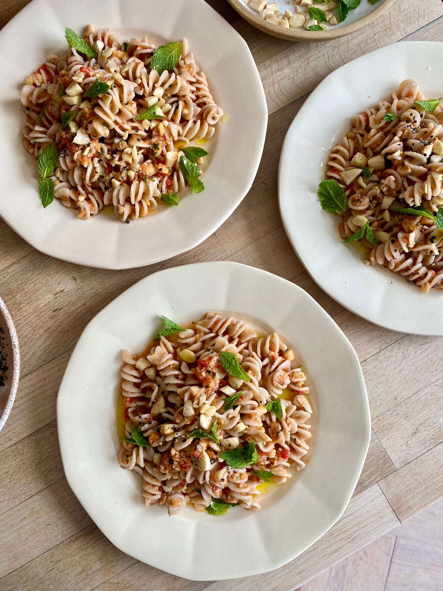 Fusilli with mint trapanese by Florence Blair