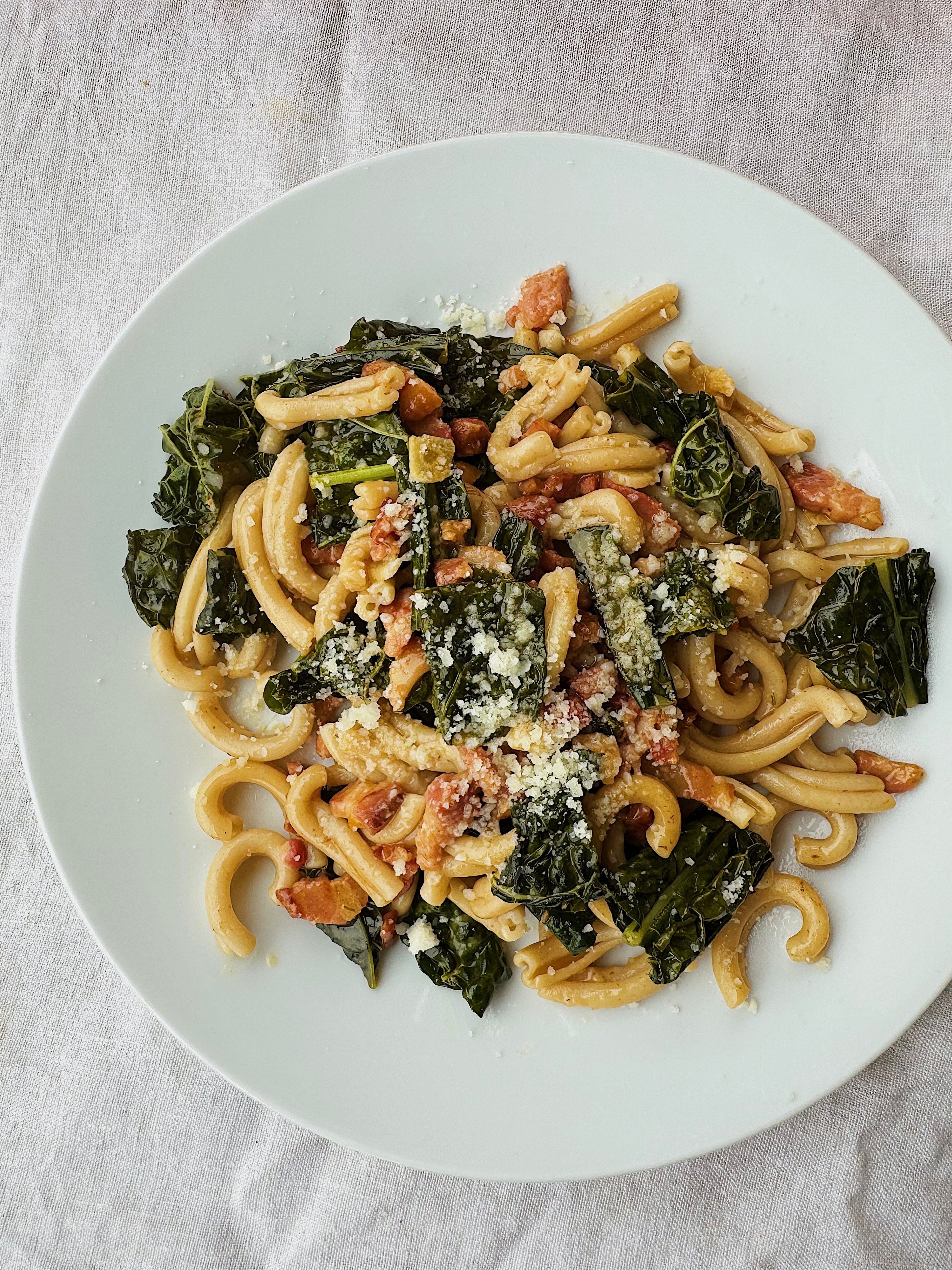 Pancetta and Braised Cavolo Nero Casarecce