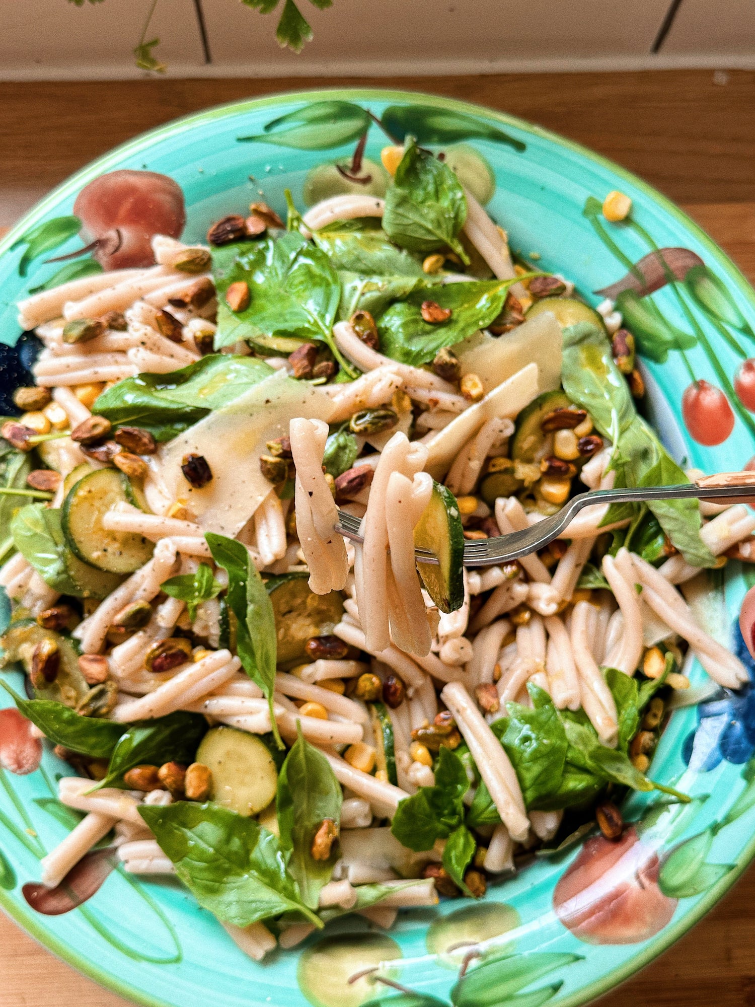 Courgette, Sweetcorn, Basil and Pistachio Casarecce