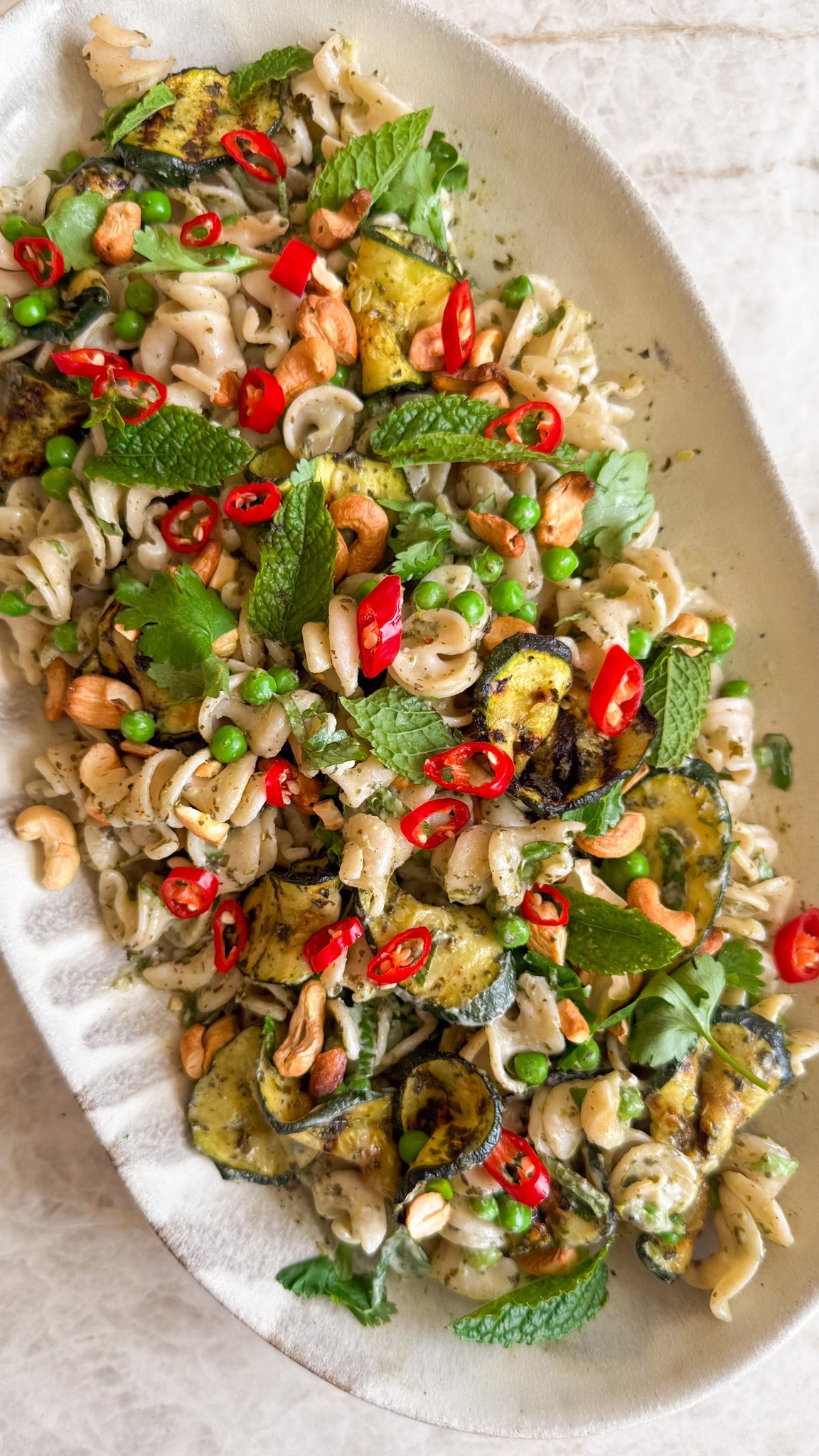 Green Tikka Courgette & Pea Fusili Pasta Salad