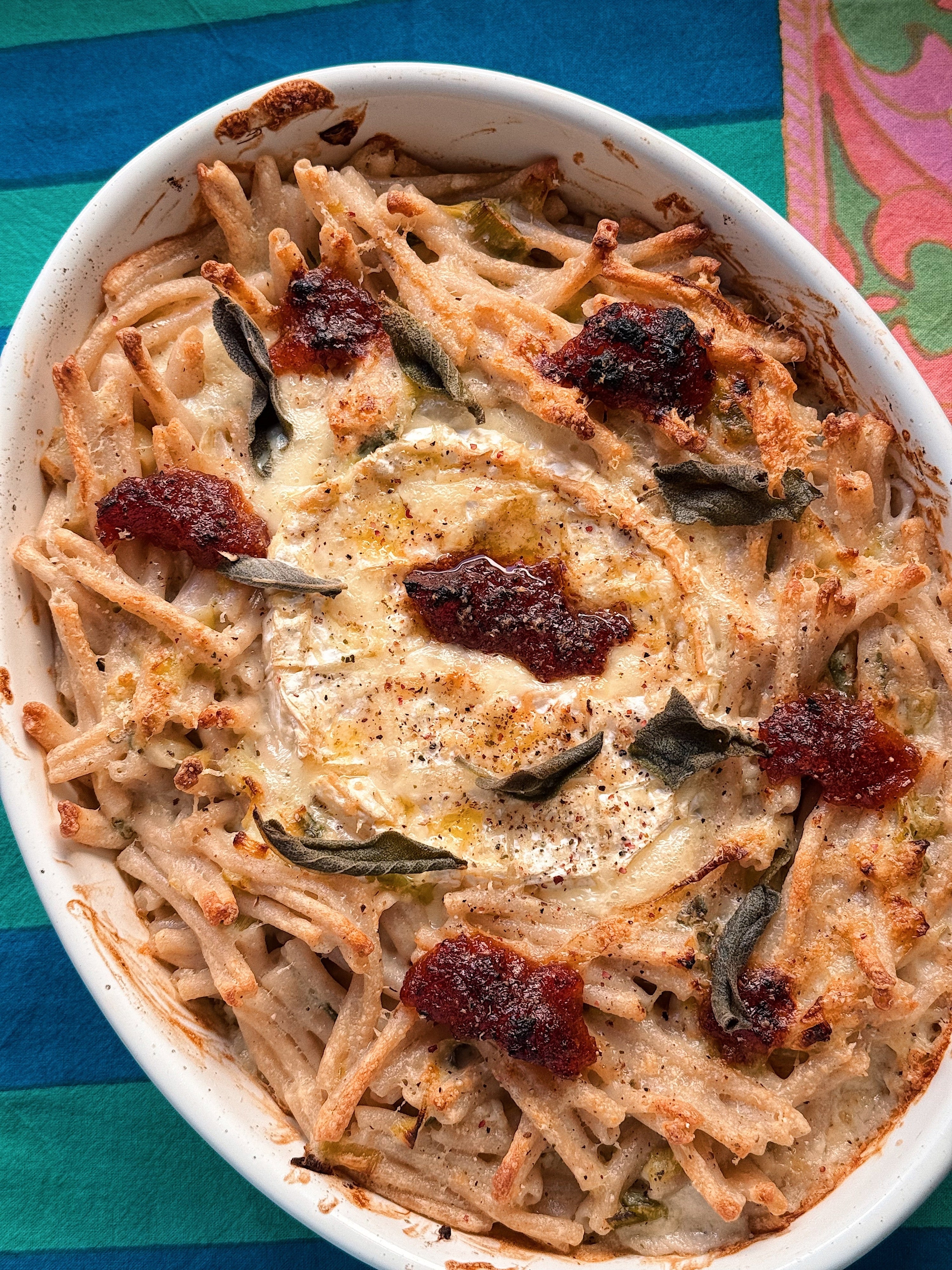 Festive Camembert pasta bake