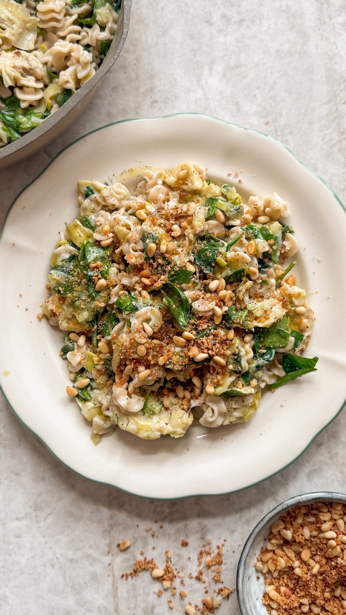 Artichoke, Spinach & Tallegio Radiatori with Pine Nut Crumb