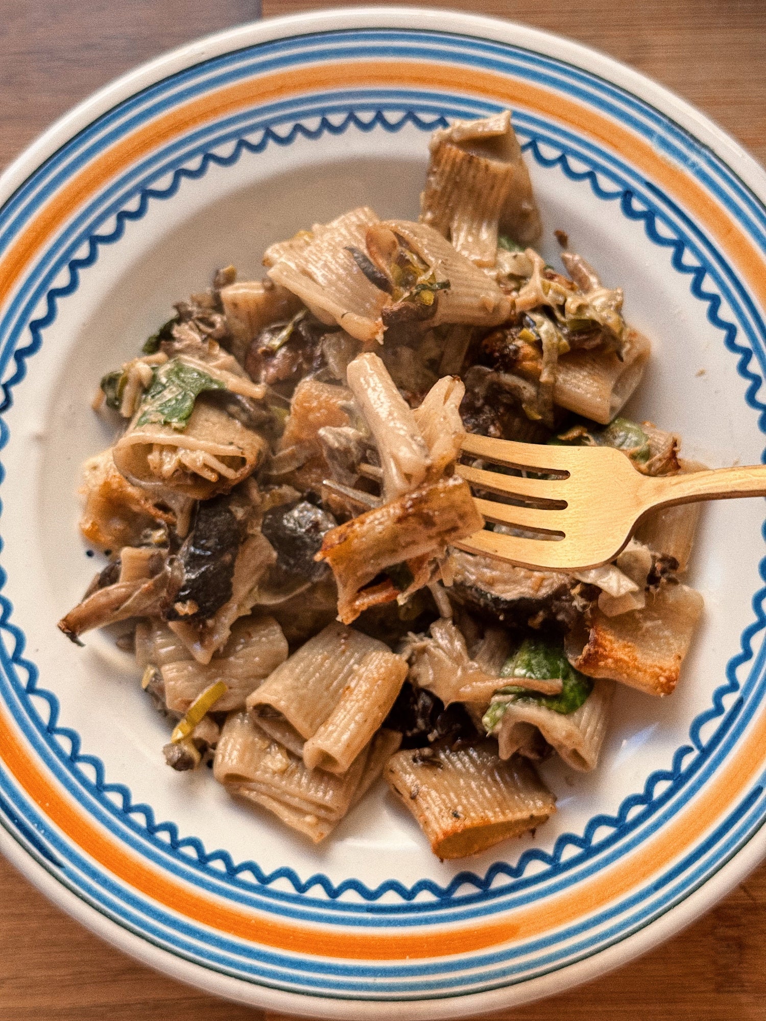 Miso mushroom pasta bake