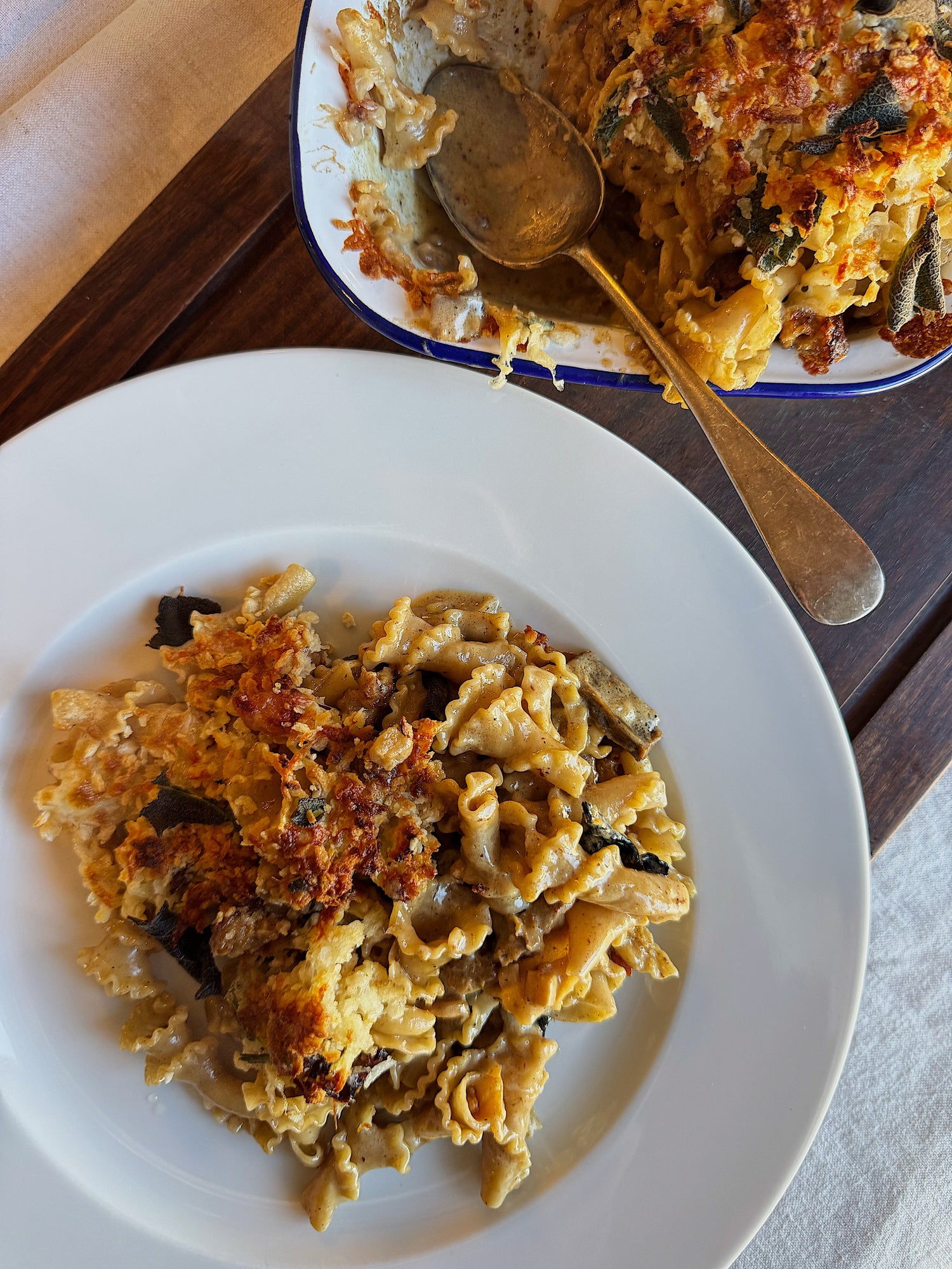 Porcini and Pork Gigli Bake with Sage Breadcrumbs
