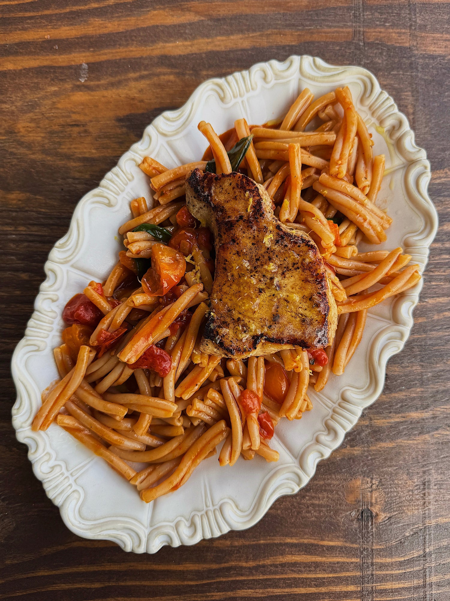 Tuna Steak and Sungold Tomato Casarecce