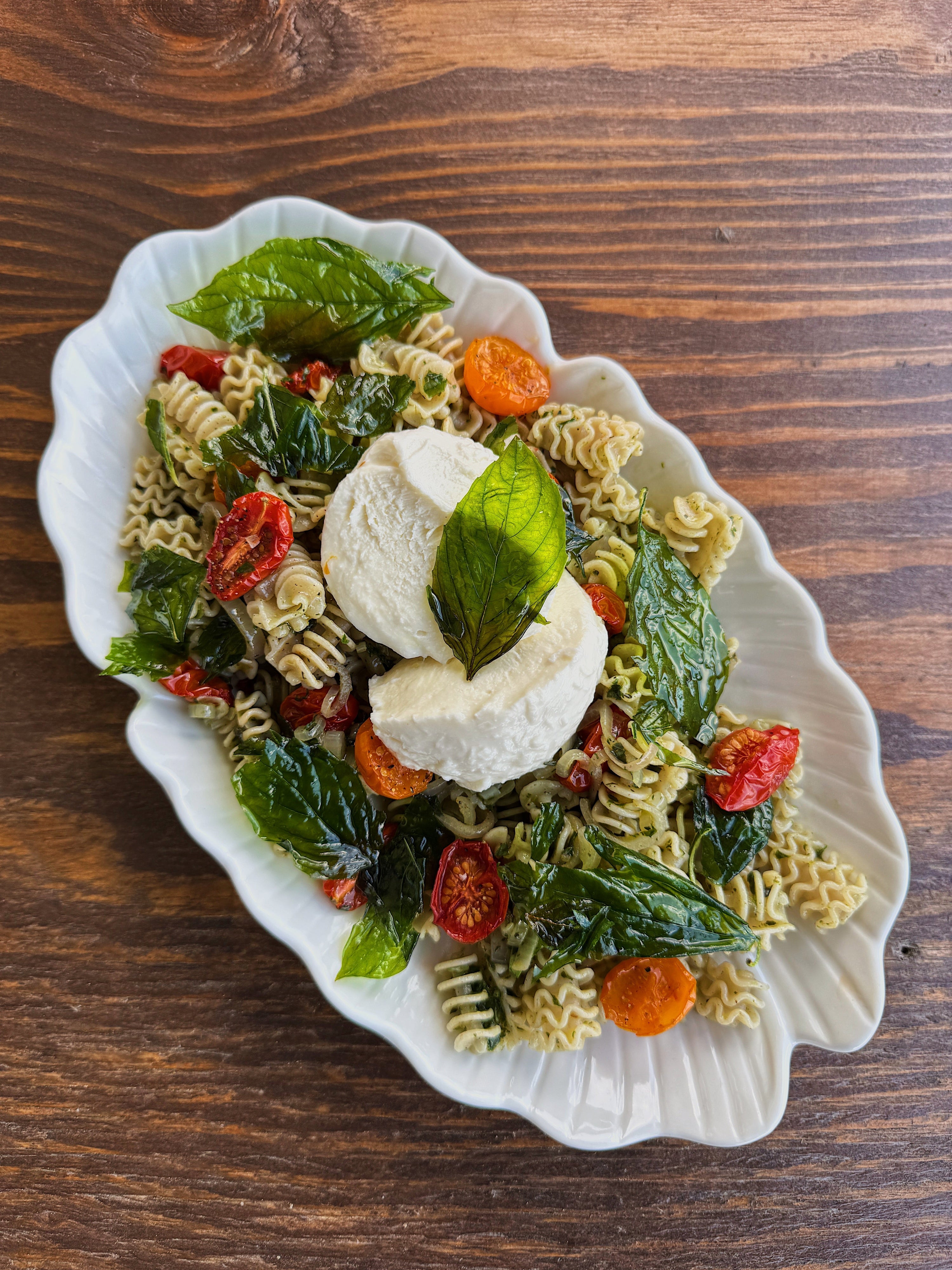 Roasted Cherry Tomato and Crispy Basil Radiatori Salad