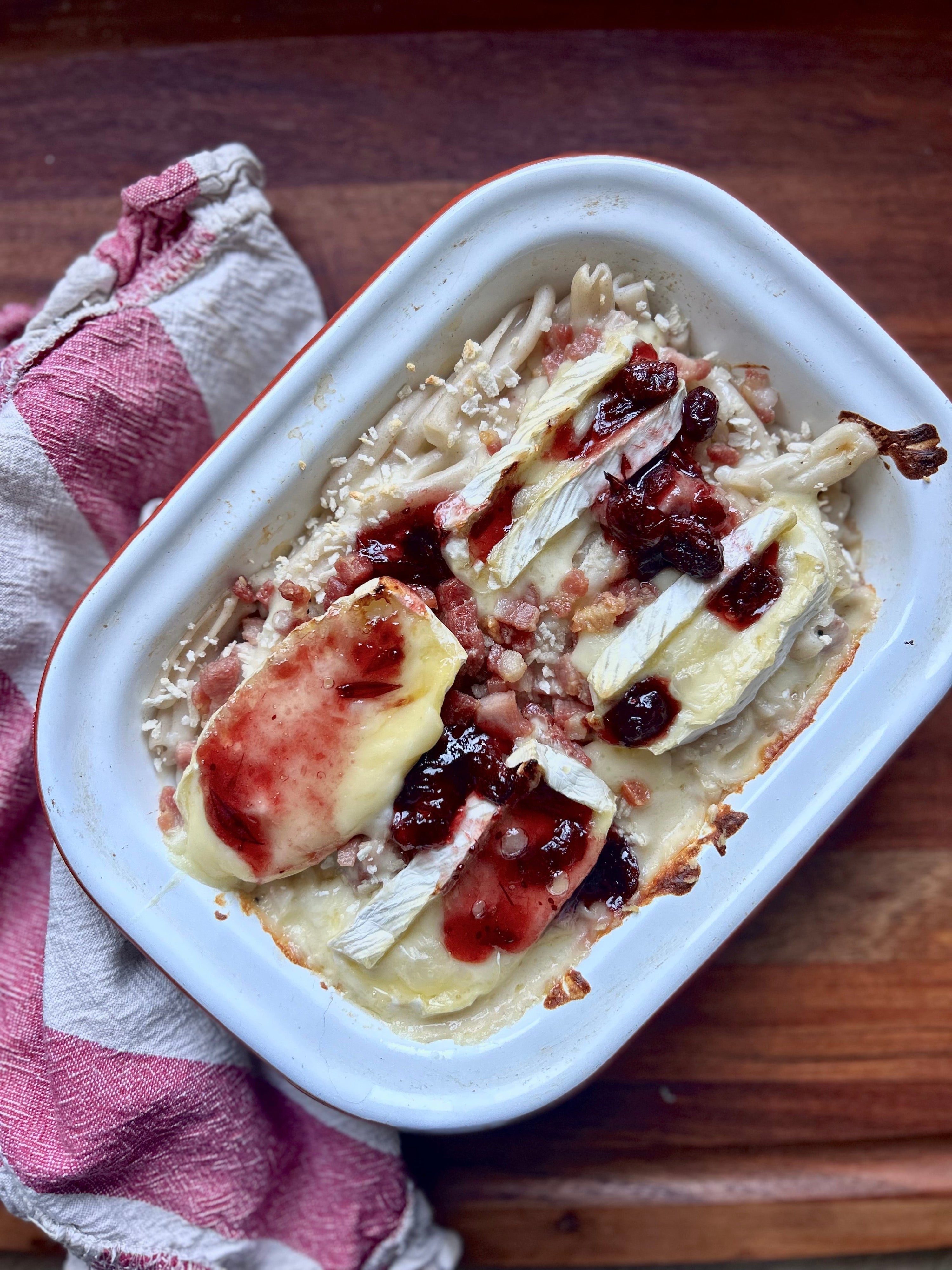 Brie Bacon & Cranberry Pasta Bake