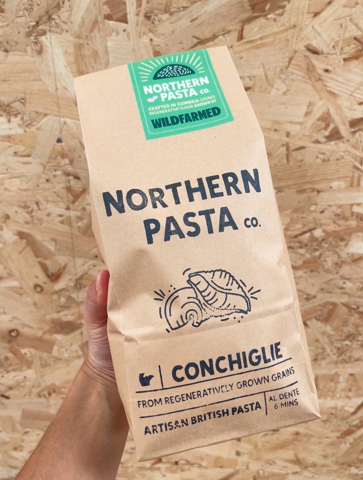 Wildfarmed X Northern Pasta collaboration. Conchiglie made using Wildfarmed regenerative flour